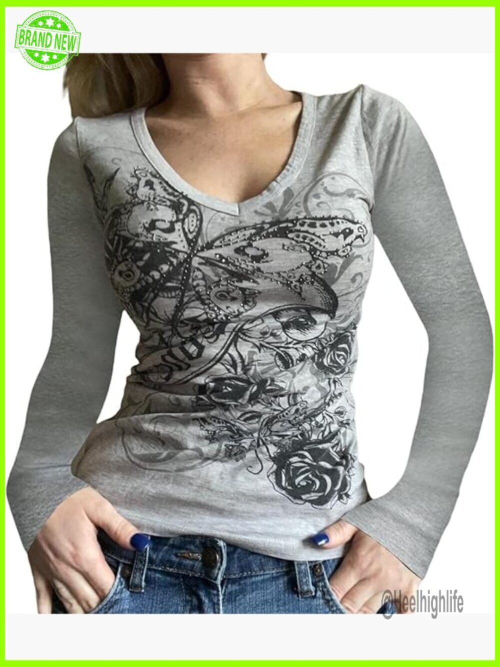 Y2k Fairy Grunge Graphic Long Sleeve Tee Shirt Streetwear